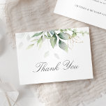 Tarjeta De Agradecimiento Elegante Eucalyptus deja Boda de oro de la vegetac<br><div class="desc">Hermoso boda Gracias a las tarjetas que presentan eucaliptos de color de agua y hojas de oro. Ideal para los bodas al aire libre de primavera y verano.</div>
