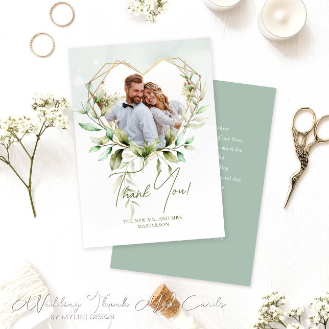 Tarjeta De Agradecimiento Elegante Eucalyptus Foliage Boda de fotografía bot (Subido por el creador)