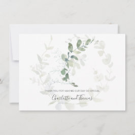 Tarjeta De Agradecimiento Elegante Eucalyptus Green Boda Gracias