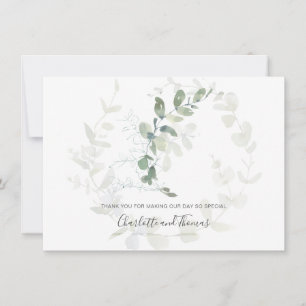 Tarjeta De Agradecimiento Elegante Eucalyptus Green Boda Gracias