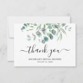 Tarjeta De Agradecimiento Elegante Eucalyptus Green Foliage Bridal Shower