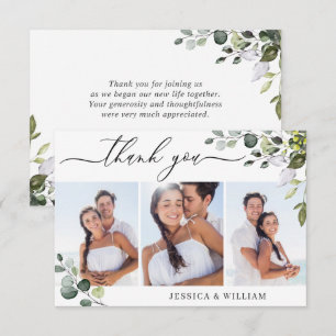 Tarjeta De Agradecimiento Elegante Eucalyptus Greenery 3 Boda FOTO