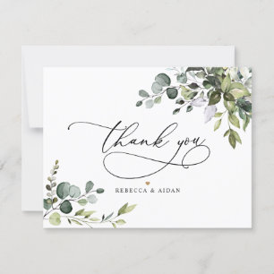 Tarjeta De Agradecimiento Elegante Eucalyptus Greenery Boda