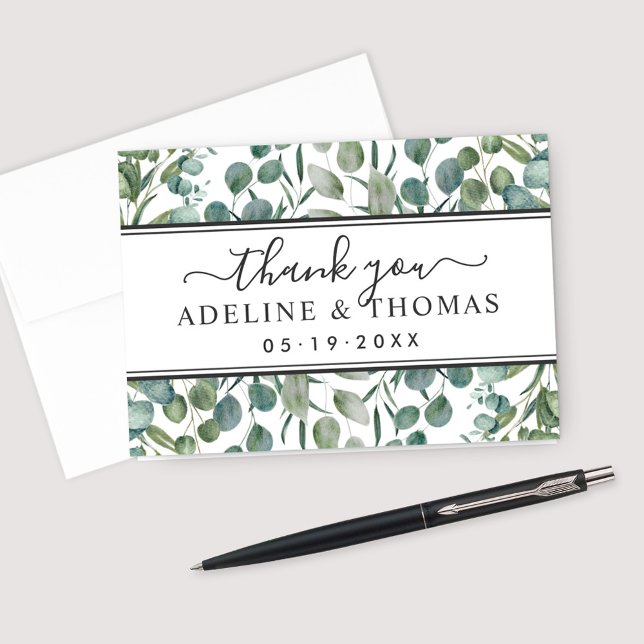 Tarjeta De Agradecimiento Elegante Eucalyptus Greenery Boda (Subido por el creador)