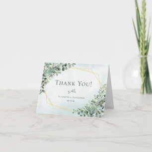 Tarjeta De Agradecimiento Elegante Eucalyptus Greenery Boda Geométrico