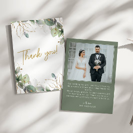 Tarjeta De Agradecimiento Elegante Eucalyptus Greenery Photo Boda