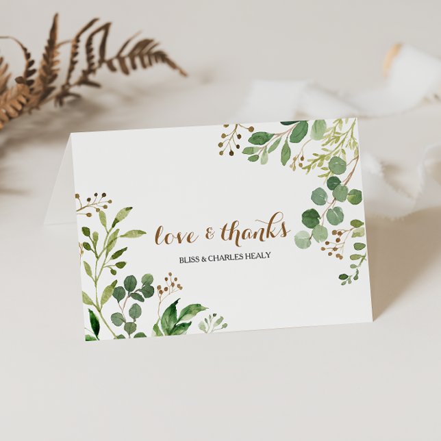 Tarjeta De Agradecimiento Elegante Eucalyptus Leaf Green Boda Gracias (Subido por el creador)