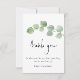 Tarjeta De Agradecimiento Elegante Eucalyptus Leaf Script Photo You