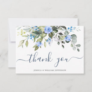 Tarjeta De Agradecimiento Elegante Eucalyptus Rosas azules vegetación