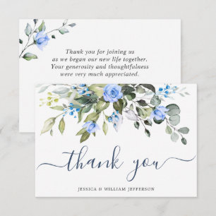 Tarjeta De Agradecimiento Elegante Eucalyptus Rosas azules vegetación
