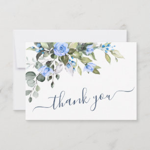 Tarjeta De Agradecimiento Elegante Eucalyptus Rosas azules vegetación