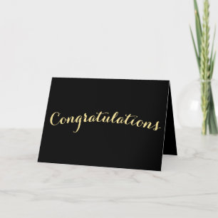 Tarjeta De Agradecimiento Elegante Faux Gold Black ConFelicitaciones Card