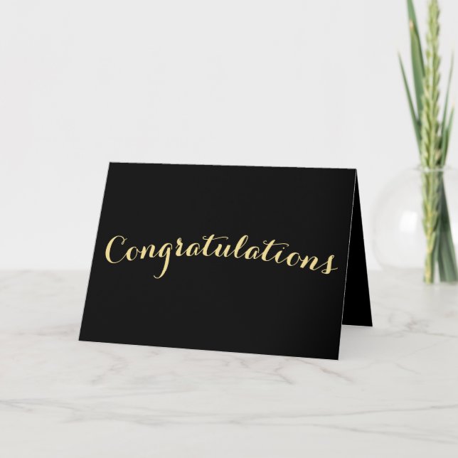 Tarjeta De Agradecimiento Elegante Faux Gold Black ConFelicitaciones Card (Anverso)