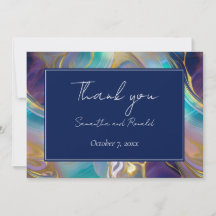 Elegante Faux Gold y Blue Opal Stone Swirly