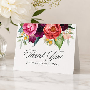 Tarjeta De Agradecimiento Elegante Feliz Cumpleaños Floral Rústico de Agrade