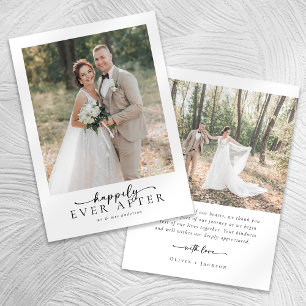 Tarjeta De Agradecimiento Elegante, feliz por siempre después del Boda de gu