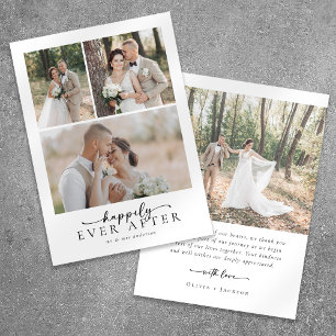 Tarjeta De Agradecimiento Elegante, feliz por siempre después del Boda de gu