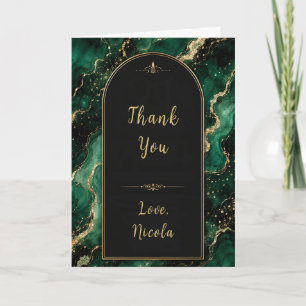 Tarjeta De Agradecimiento Elegante fiesta de 21 años en verde esmeralda y do