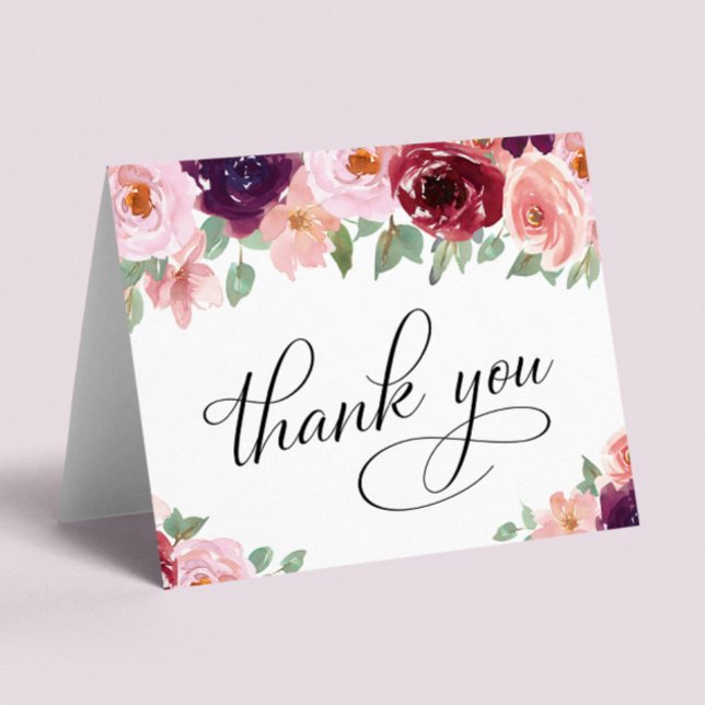 Tarjeta De Agradecimiento Elegante fiesta de cumpleaños 70 de Floral (Subido por el creador)