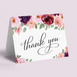 Tarjeta De Agradecimiento Elegante fiesta de cumpleaños número 75 de Floral