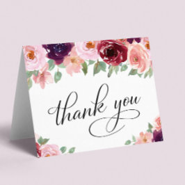 Tarjeta De Agradecimiento Elegante fiesta de cumpleaños número 80 de Floral