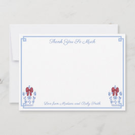 Tarjeta De Agradecimiento Elegante Fiesta de Despedida de Soltera Rojo Blanc