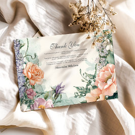 Tarjeta De Agradecimiento Elegante fiesta de graduación de flor silvestre de