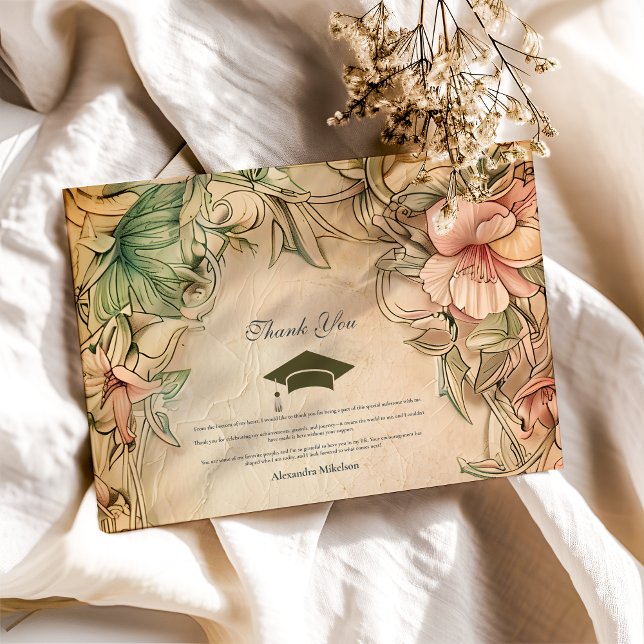 Tarjeta De Agradecimiento Elegante fiesta de graduación de flores silvestres (Subido por el creador)