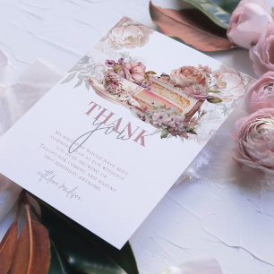 Tarjeta De Agradecimiento Elegante Fiesta de té de cumpleaños