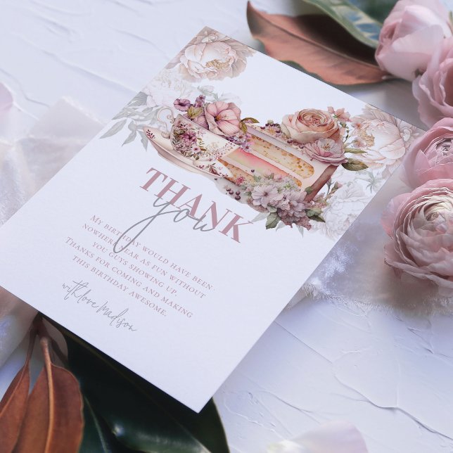 Tarjeta De Agradecimiento Elegante Fiesta de té de cumpleaños (Subido por el creador)