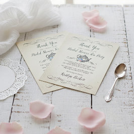 Tarjeta De Agradecimiento Elegante fiesta de té vintage | Despedida de solte