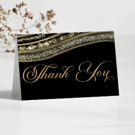 Tarjeta De Agradecimiento Elegante Fiesta del Aniversario del Oro Negro