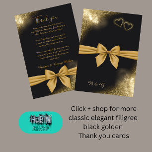 tarjeta de agradecimiento elegante filigree negro 