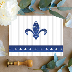 Tarjeta De Agradecimiento Elegante Fleur de Lis Azul