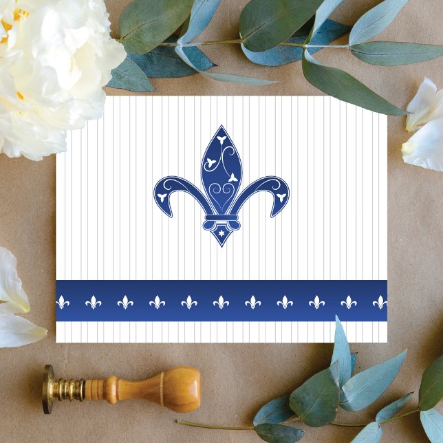 Tarjeta De Agradecimiento Elegante Fleur de Lis Azul (Subido por el creador)