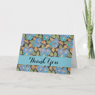 Tarjeta De Agradecimiento Elegante Flor Azul Periwinkle Floral Clásico