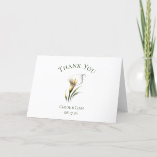 Tarjeta De Agradecimiento Elegante Flor de Lirio de Calla Personalizada Agra