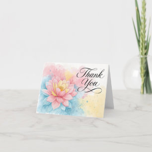 Tarjeta De Agradecimiento Elegante Flor de Loto en Acuarela Rosa Agradecimie