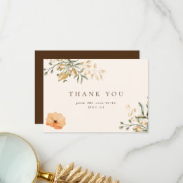 Tarjeta De Agradecimiento Elegante Flor de Otoño Dorado Despedida de Soltera