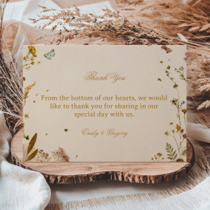 Tarjeta De Agradecimiento Elegante Flor Silvestre Botánica