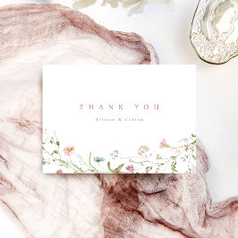 Tarjeta De Agradecimiento Elegante Flor Silvestre Rosa Polvoriento Rústico B