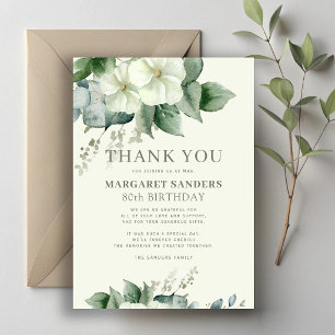 Tarjeta De Agradecimiento Elegante floral 80 cumpleaños 