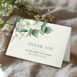 Tarjeta De Agradecimiento Elegante floral 80 cumpleaños 