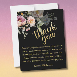 Tarjeta De Agradecimiento Elegante Floral Acuarela Presupuesto Jubilación
