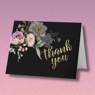 Tarjeta De Agradecimiento Elegante Floral Acuarela Presupuesto Jubilación