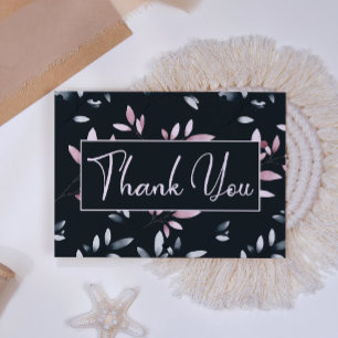 Tarjeta De Agradecimiento Elegante Floral Acuarela Rosa Marino