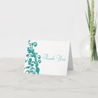 Tarjeta De Agradecimiento Elegante Floral Azul
