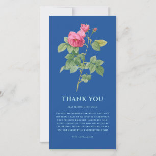 Tarjeta De Agradecimiento Elegante floral azul real