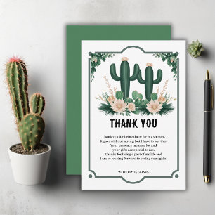 Tarjeta De Agradecimiento Elegante Floral Boho Modern Cactus Baby Shower