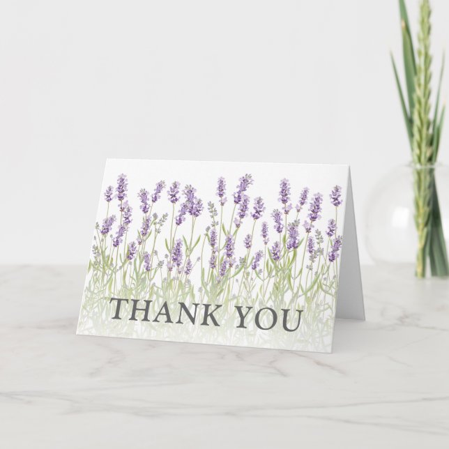 Tarjeta De Agradecimiento Elegante Floral De Lavanda Gracias (Anverso)
